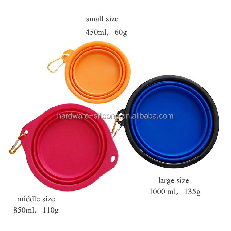 XS/S/M/L size Portable Custom Logo outdoor silicone foldable dog bowl collapsible food bowl for pet