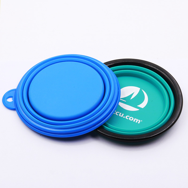 XS/S/M/L size Portable Custom Logo outdoor silicone foldable dog bowl collapsible food bowl for pet