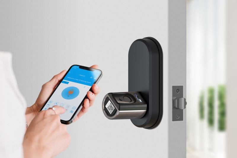 WELOCK Keyless Entry Smart Door Lock, Smart BLE Fingerprint Door Knob with Keypad APP Control IC Card Easy to Install