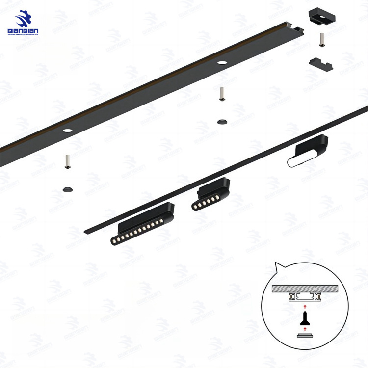 Ultra thin surface mounted magnetic track rail With Linear Spot LED Magnetic grille Light magnet flood light