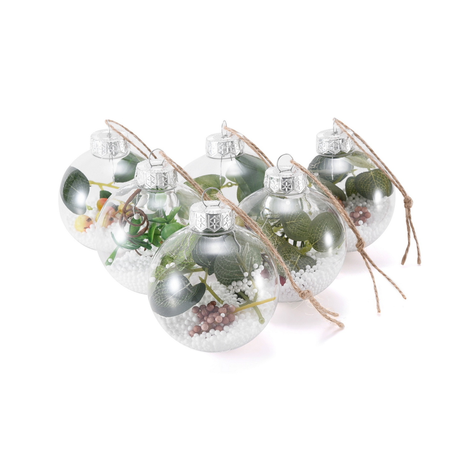 Luxury Transparent Plastic Christmas Tree Ornament Glitter Balls Decoration Set