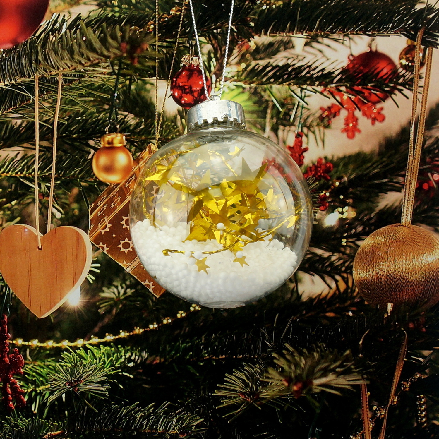 Luxury Transparent Plastic Christmas Tree Ornament Glitter Balls Decoration Set