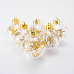 Luxury Transparent Plastic Christmas Tree Ornament Glitter Balls Decoration Set