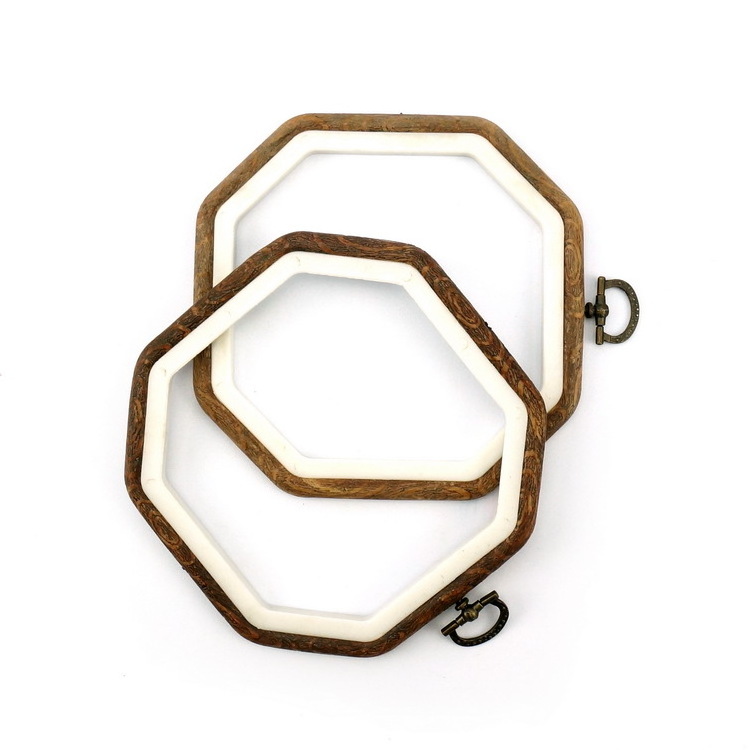 Wooden Embroidery Hoops Set Cross Stitch Hoop Frame Hexagon Embroidery Frame Set Display Frame for Sewing and Hanging