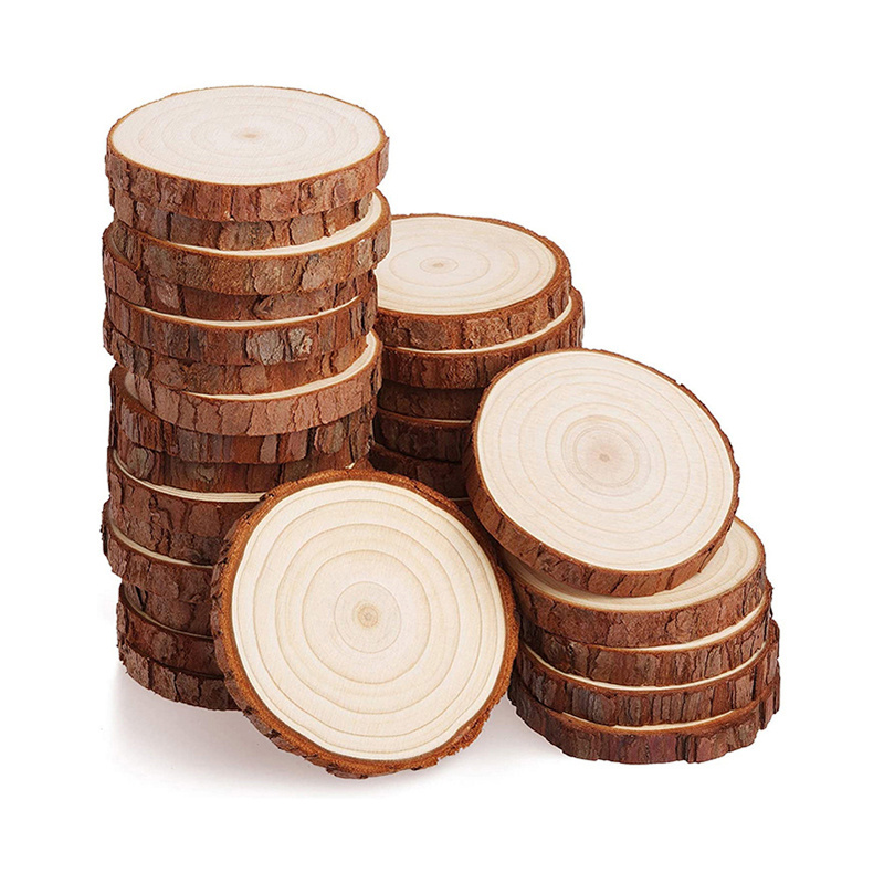 Eco-friendly Unfinished Natural Round Pine Wood Tree Disc Wooden Log Tree Slices for DIY Crafts