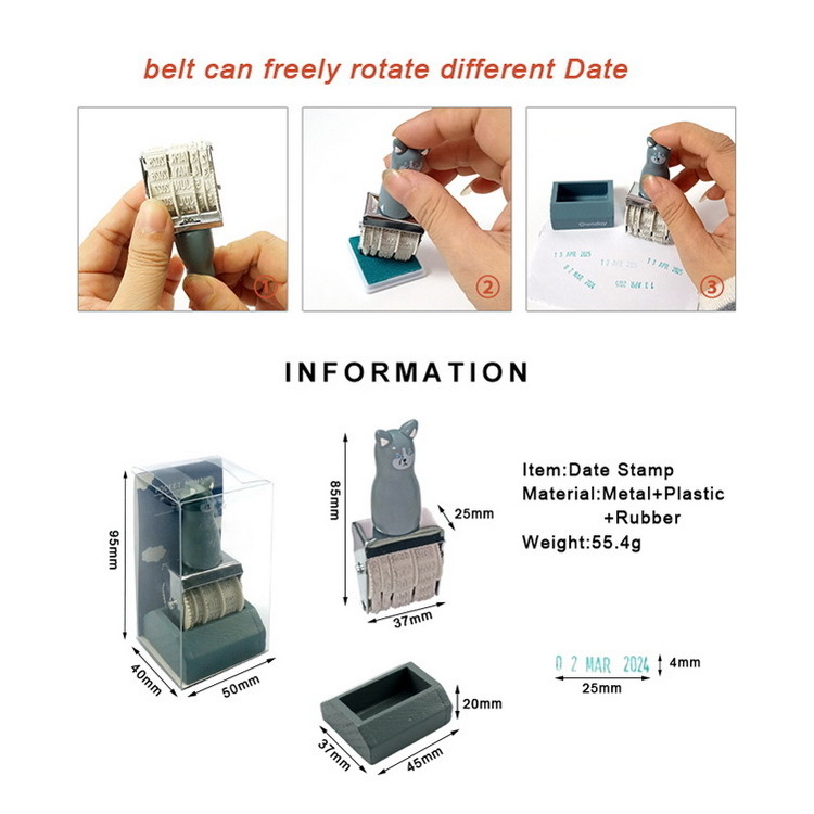 Digital Date Bear hand shank stamp Metal Number Rotating Seal Stamps