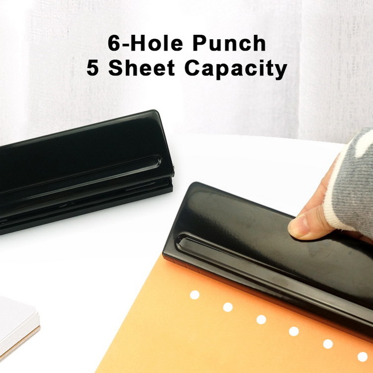 Novelty Office Custom 5.5mm Diameter Manual Metal 6 Hole Paper Punch