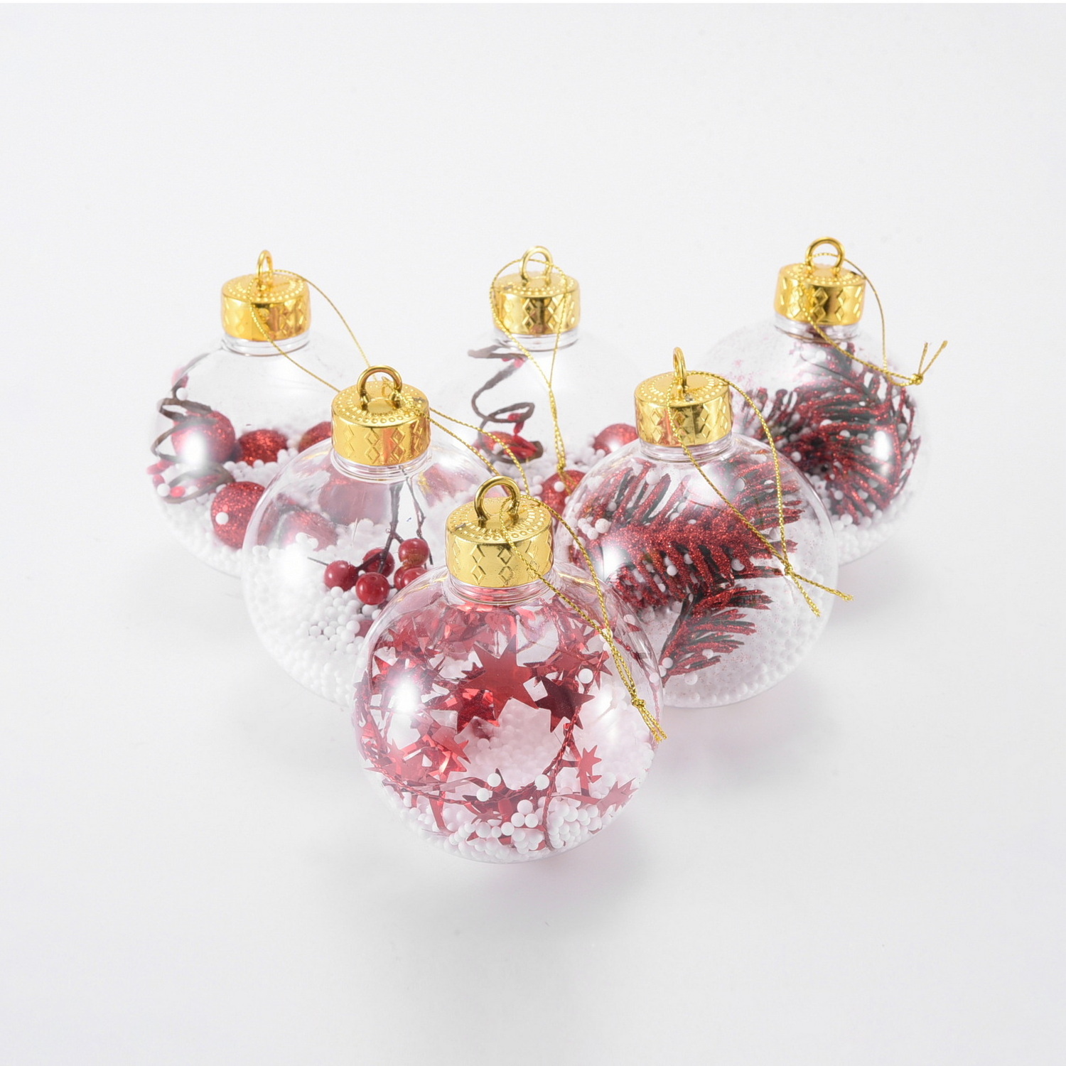 Luxury Transparent Plastic Christmas Tree Ornament Glitter Balls Decoration Set