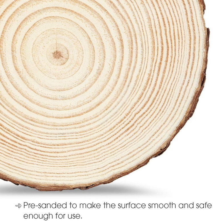 Eco-friendly Unfinished Natural Round Pine Wood Tree Disc Wooden Log Tree Slices for DIY Crafts