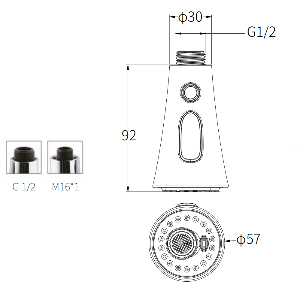 Chrome ABS Pull-Out Shower Universal Replacement kitchen Spray Head kitchen faucet parts Pull out head