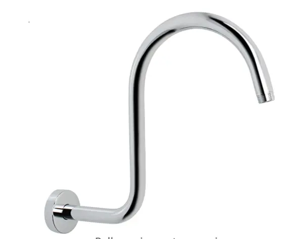 Gooseneck High Rise S Shape Shower Arm with Flange Polished Chrome Shower Head Extension Arm