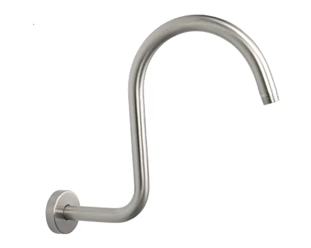 16inches Gooseneck High Rise S Shape Shower Arm with Flange  Chrome Shower Head Extension Arm