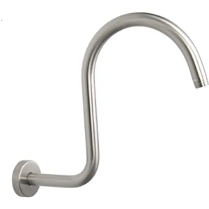 16inches Gooseneck High Rise S Shape Shower Arm with Flange  Chrome Shower Head Extension Arm