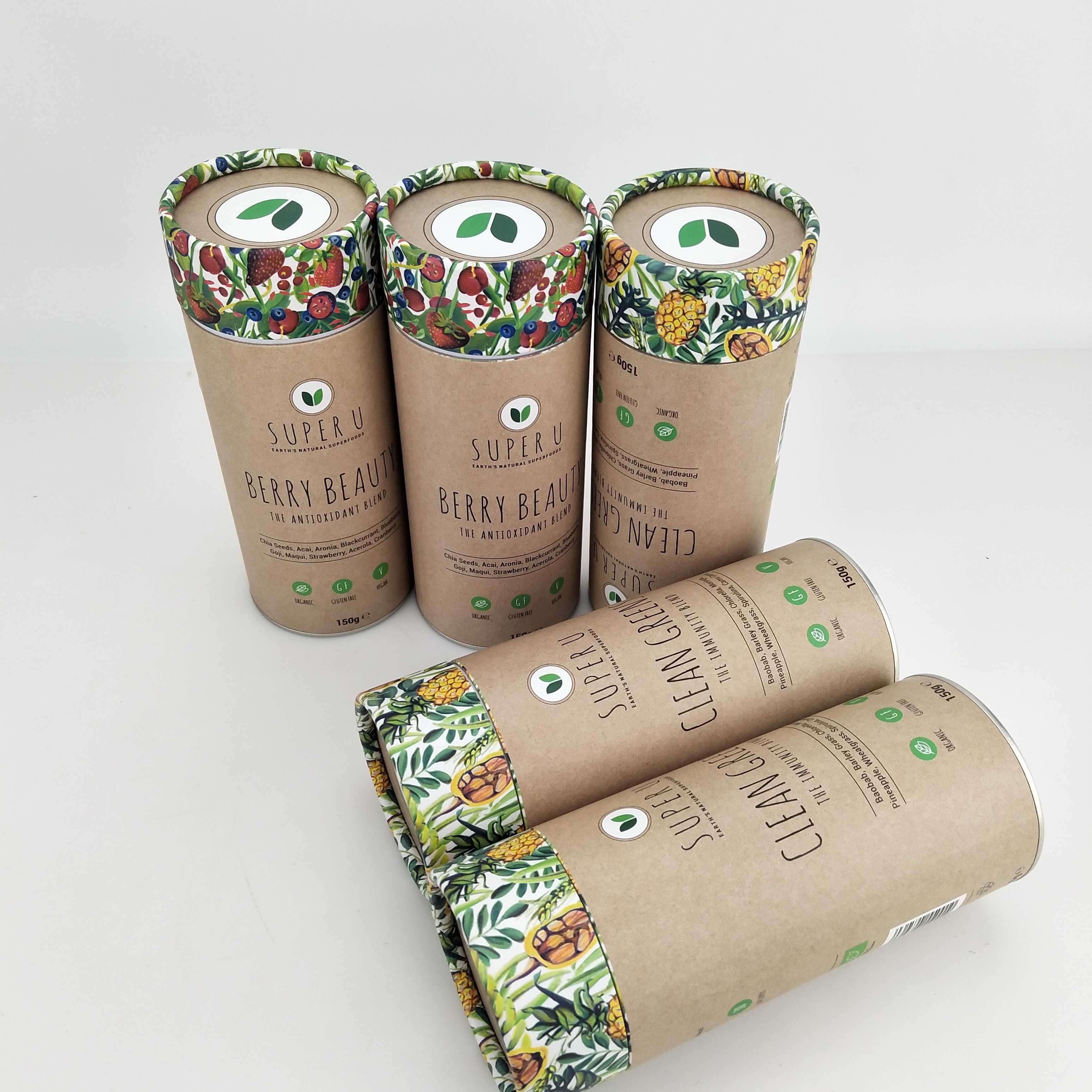 Custom Coffee Bean Tube Paper Canister with Easy Peel Off Lid