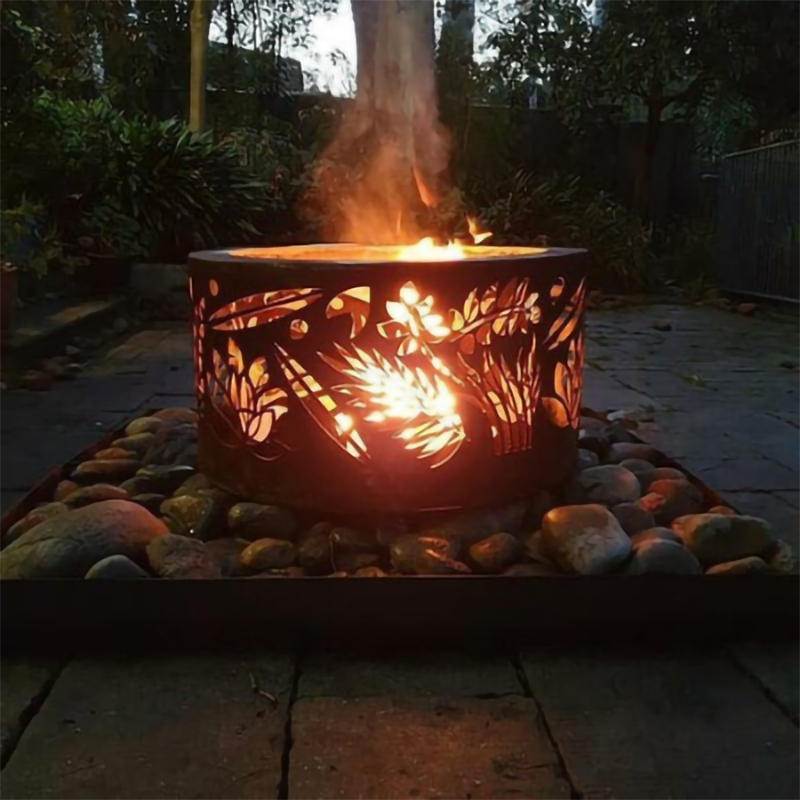 Custom Outdoor Garden Design Wood Burning Square Garden Rectangle  Outdoor Corten Steel Fire Pit