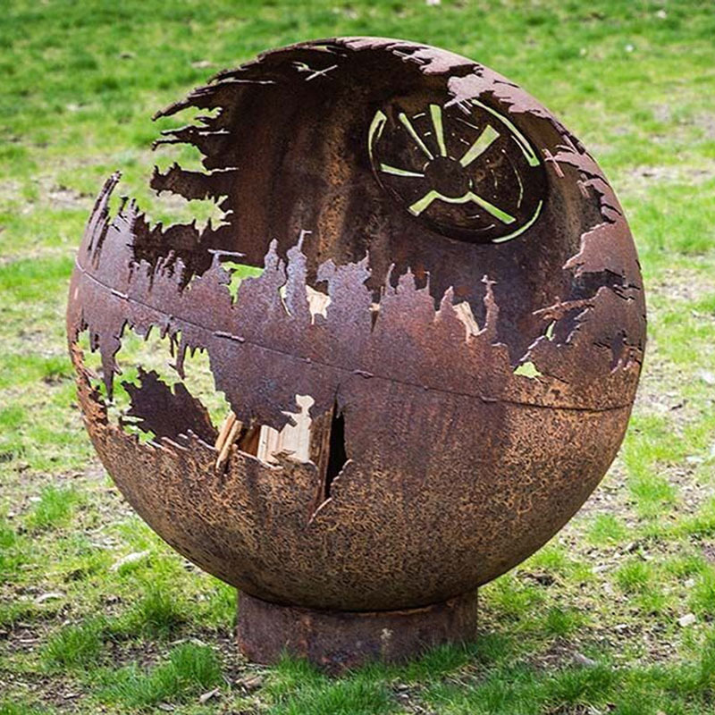 Customized Design Outdoor Garden Hollow Sphere Large Metal Ball Corten Steel Fire Pit Ball Used for New Year