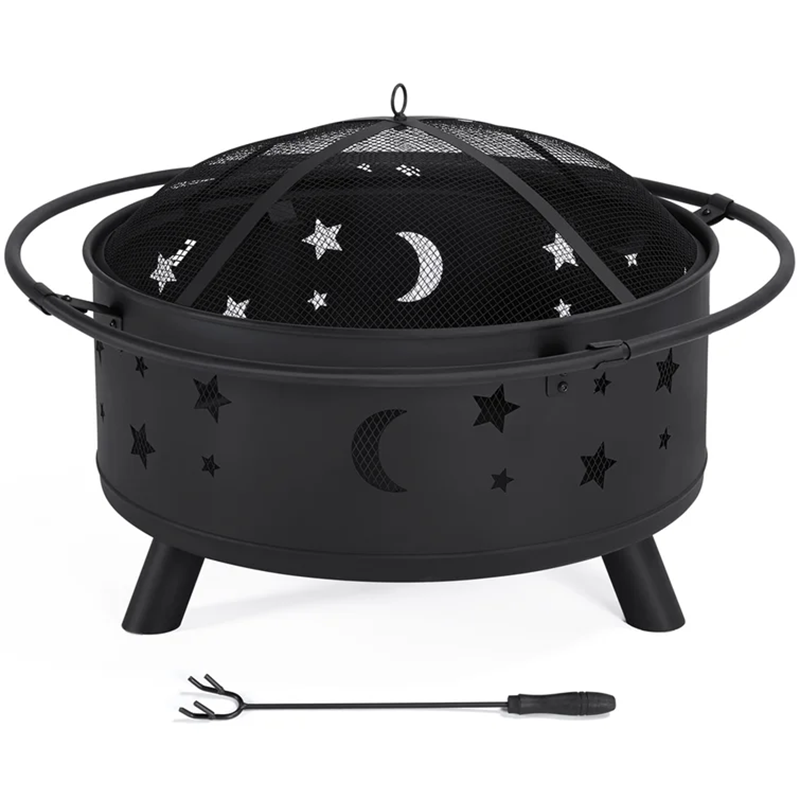 2023 New Design Fire Pit Black Thick Metal Fire Pit for Outside Patio