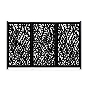 Fancy Security Grass Black Aluminum Metal Fence Security Panel Redwood Lattice Top No Dig Modern Horizontal Fence Panels