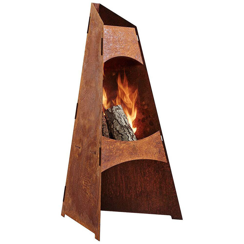 Corten Steel Outdoor Freestanding Firewood Fireplace Corten Fireplace Fireplace Small