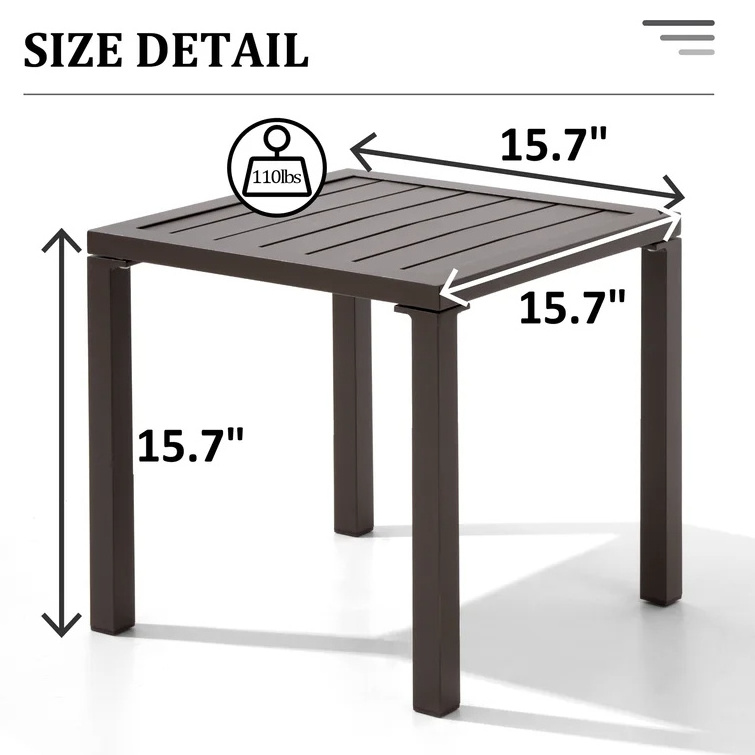 Aluminum Patio Side Table  for Outdoor Small Patio Coffee Bistro Table for Outdoor Indoor