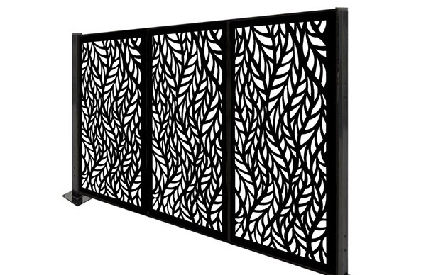 Fancy Security Grass Black Aluminum Metal Fence Security Panel Redwood Lattice Top No Dig Modern Horizontal Fence Panels