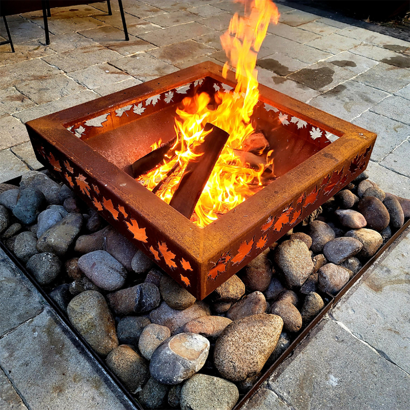 Garden Outdoor Patio Corten Steel Rectangle Fire Pit Garden Decorate Gas Fire Pit