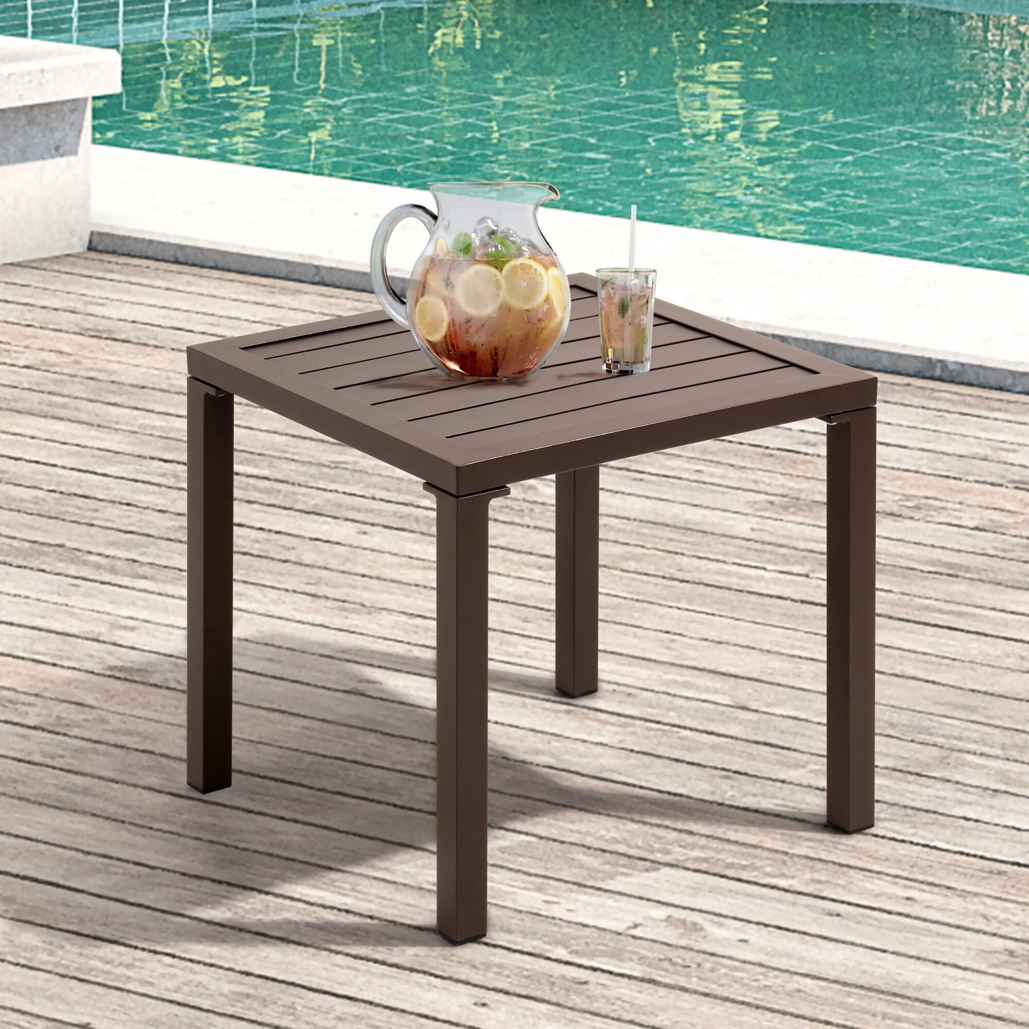 Aluminum Patio Side Table  for Outdoor Small Patio Coffee Bistro Table for Outdoor Indoor