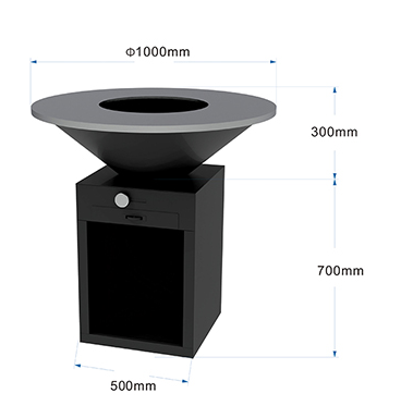 Wood Burning Cooking Stove Bbq Charcoal Grill and Pan Corten Steel Fire Pit with Log Storage