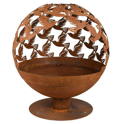 Wood Outdoor Charcoal Corten Steel Fire Pit Ball Sphere BBQ Grill Sculpture Globe Outdoor