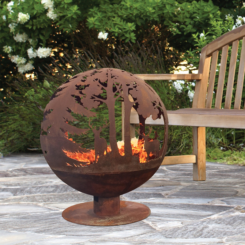 Customized Design Outdoor Garden Hollow Sphere Large Metal Ball Corten Steel Fire Pit Ball Used for New Year