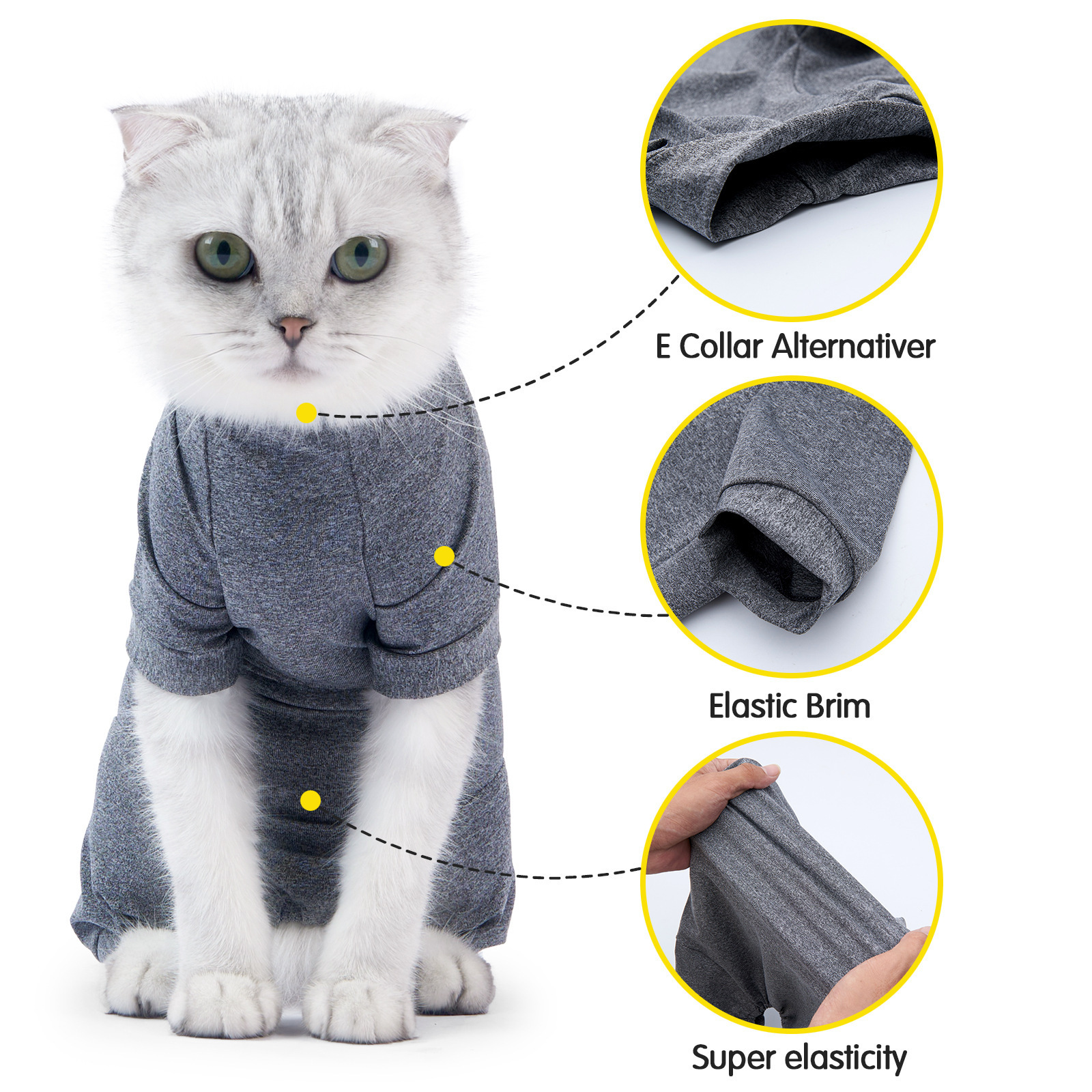 Four corner wrap full encircle design release hair recovery wound cat home suit cat jumpsuit