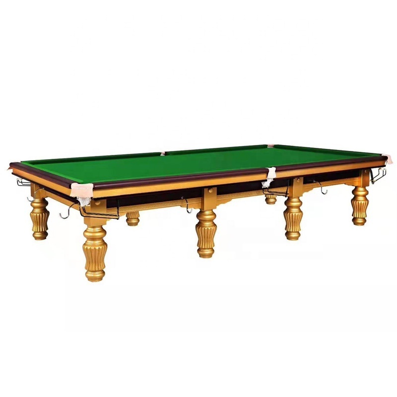 12Ft International Size Steel Cushion and Solid Wood Billiard Snooker Table With Slate Top