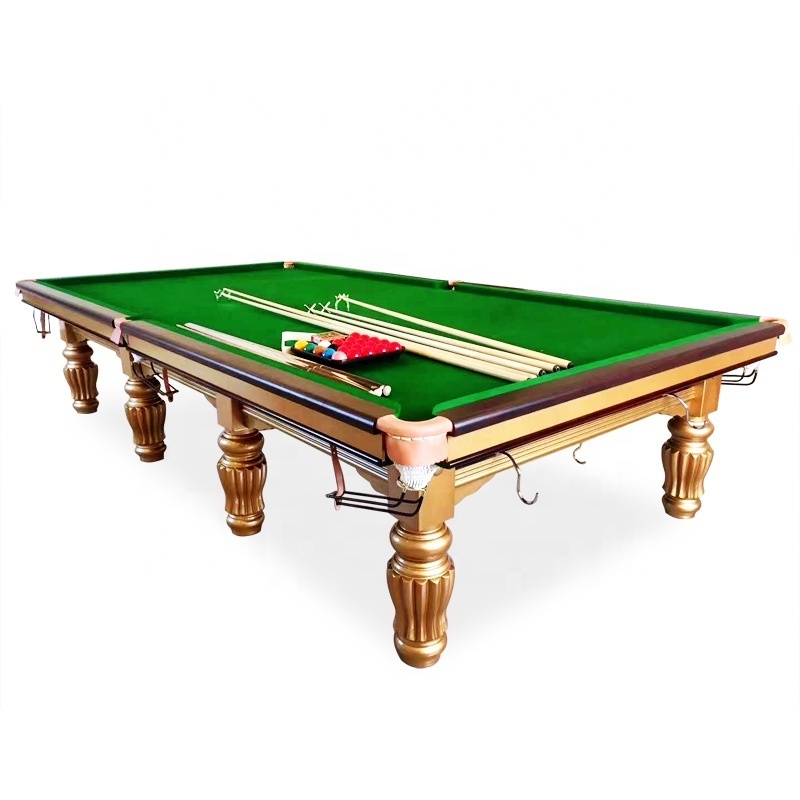 12Ft International Size Steel Cushion and Solid Wood Billiard Snooker Table With Slate Top