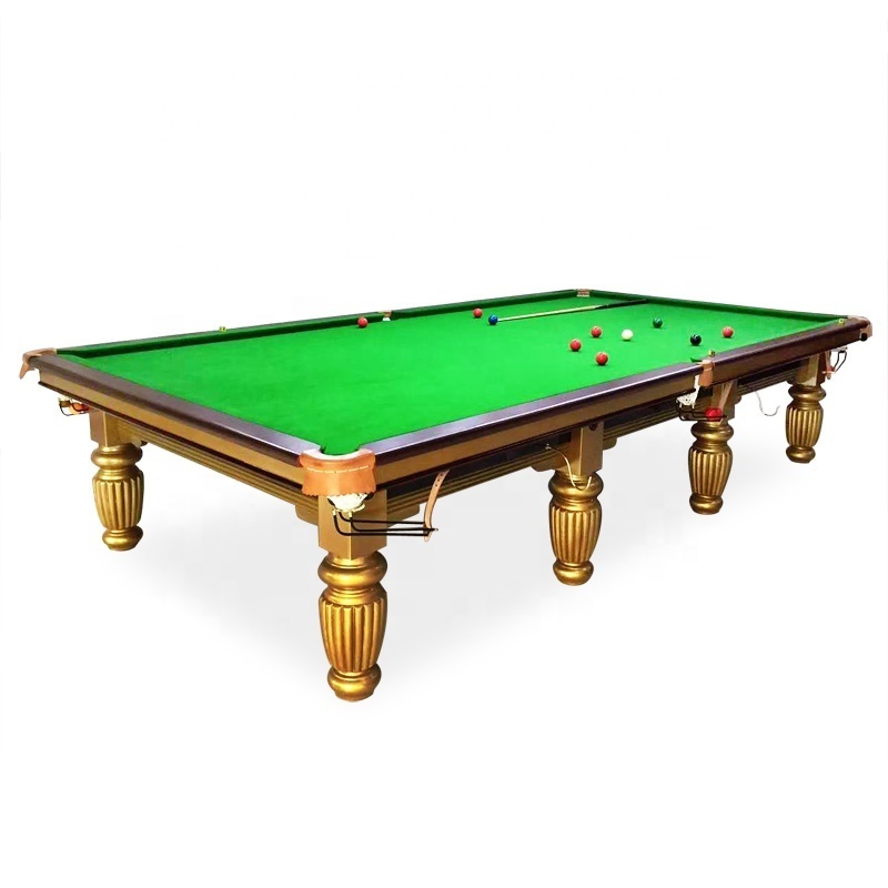 12Ft International Size Steel Cushion and Solid Wood Billiard Snooker Table With Slate Top