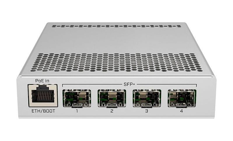 Mikrotik CRS305-1G-4S+IN Five-port desktop switch with one Gigabit Ethernet port and four SFP+ 10Gbps ports