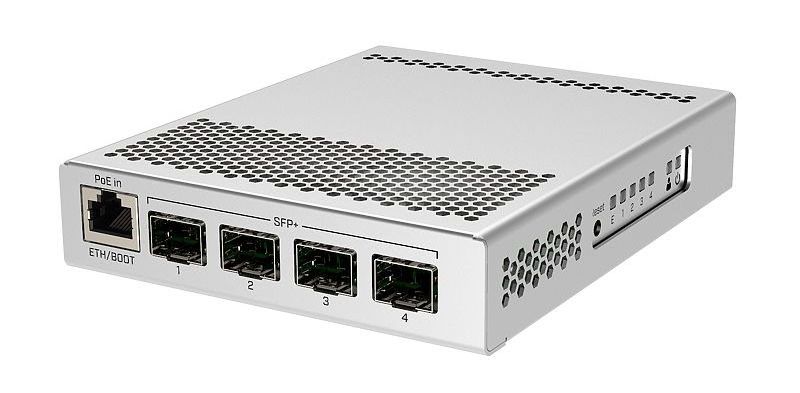 Mikrotik CRS305-1G-4S+IN Five-port desktop switch with one Gigabit Ethernet port and four SFP+ 10Gbps ports