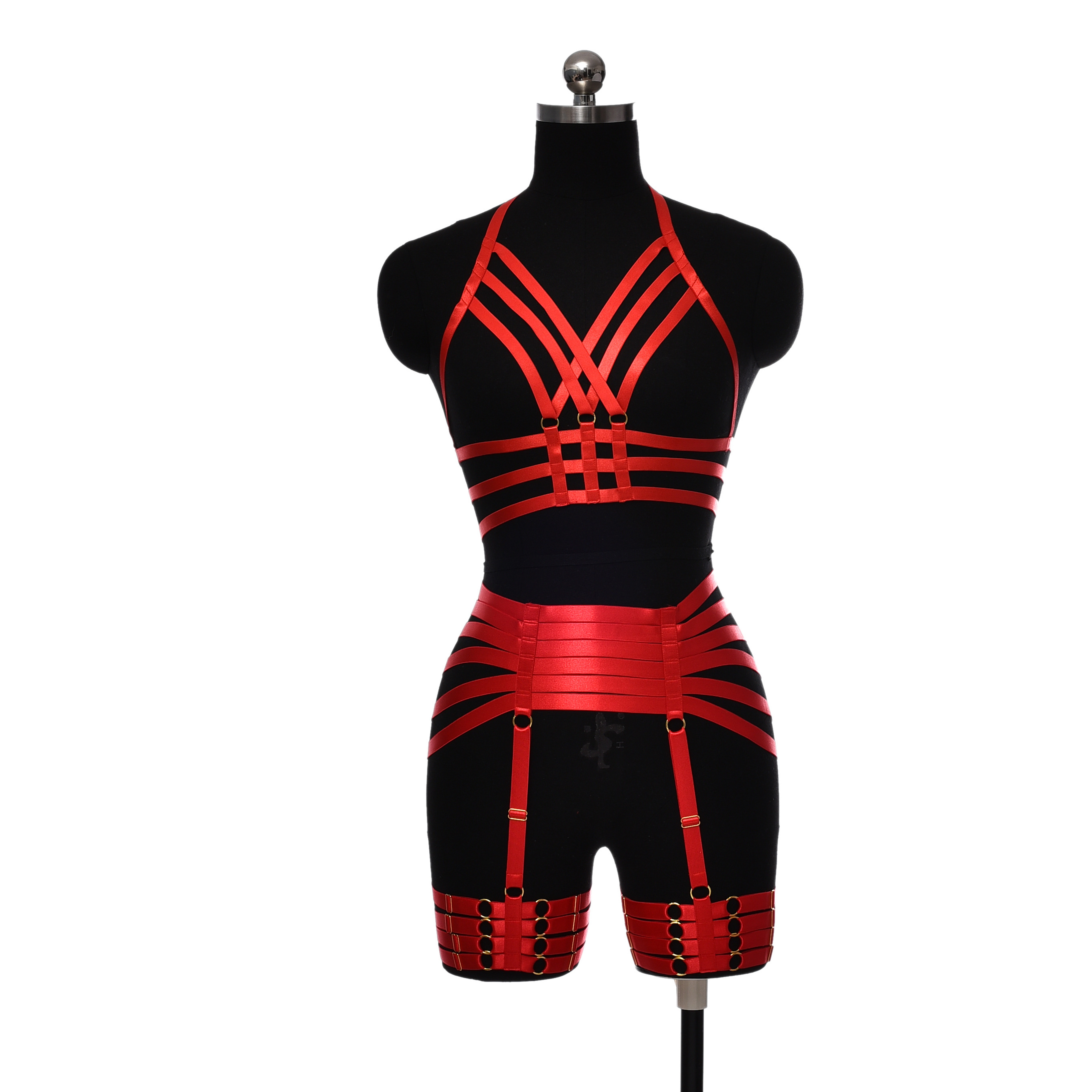 Spaghetti Strap Polyester  Body Harness Corset Sexy Low-Cut Backless Bodysuit  Garters Belt Women Shaper Bondage Gear