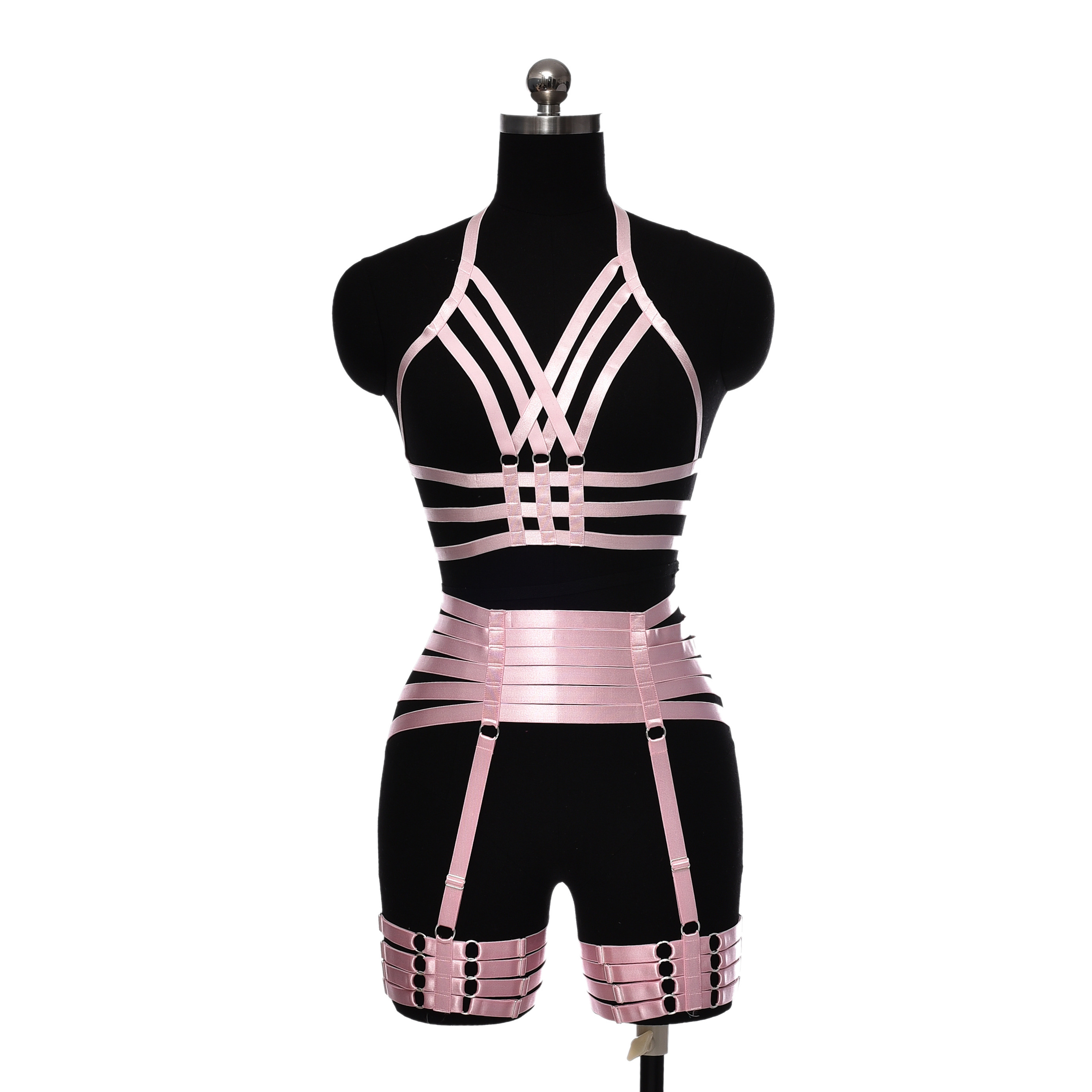 Spaghetti Strap Polyester  Body Harness Corset Sexy Low-Cut Backless Bodysuit  Garters Belt Women Shaper Bondage Gear