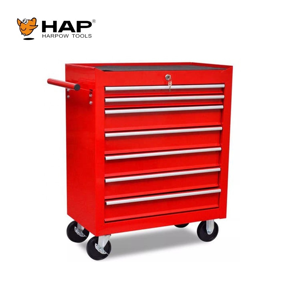 Red and Black 7 Drawer Tool Cabinet Workshop Use Removable Tool Lockers