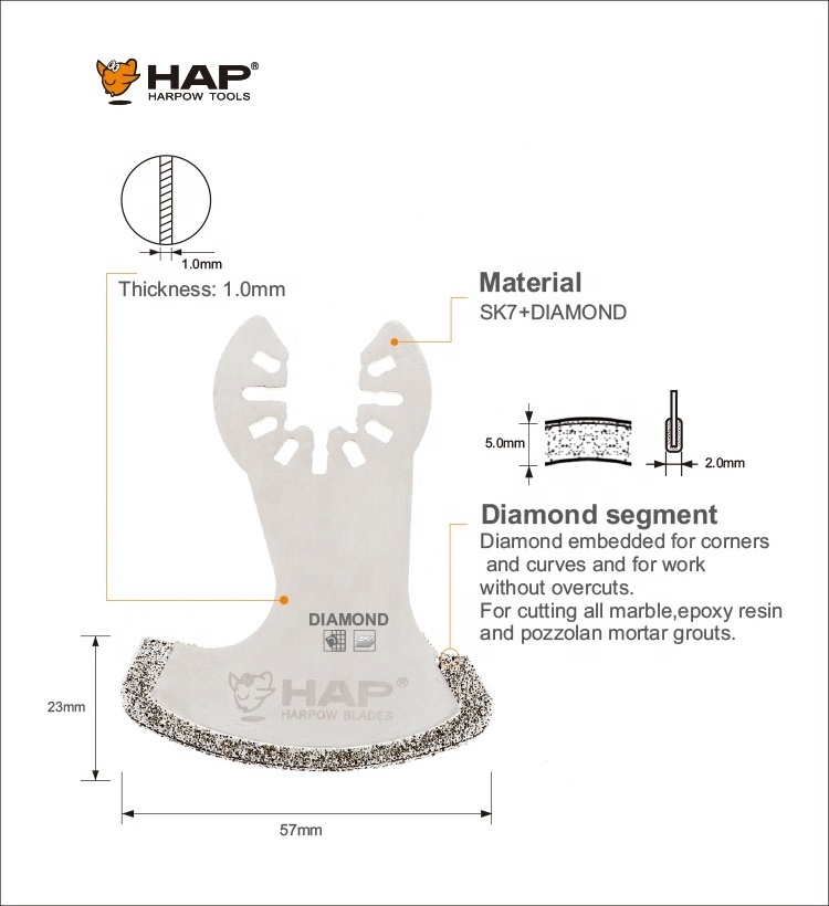 Industrial Quality Oscillating Cutting Blade Diamond Segment Oscillating Multi Tool Blades For Corners Curvers