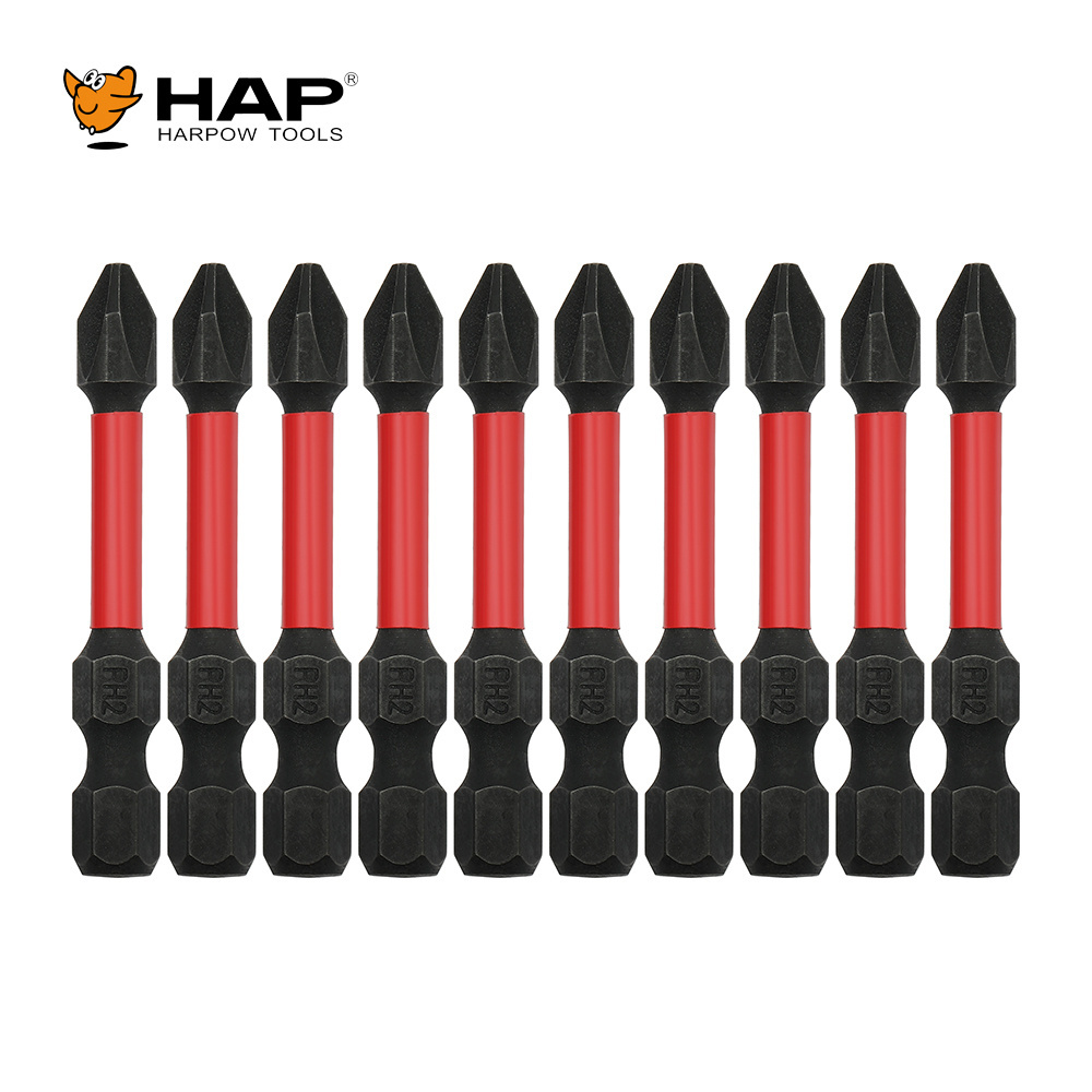 Harpow 10pcs Screwdriver Bit Set S2 Alloy Steel Screwdriver Magnetic Electric Impact 50mm PH1/PH2/PH3/PZ1/PZ2/PZ3