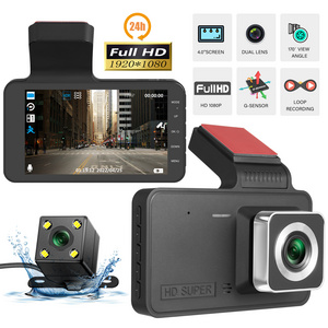 4.0In Dash Cam Car DVR 24H  HD 1080P Dash Camera Dual Lens Video Recorder 1080P Black Box Cycle Dashcam Mirror Driving Recorder