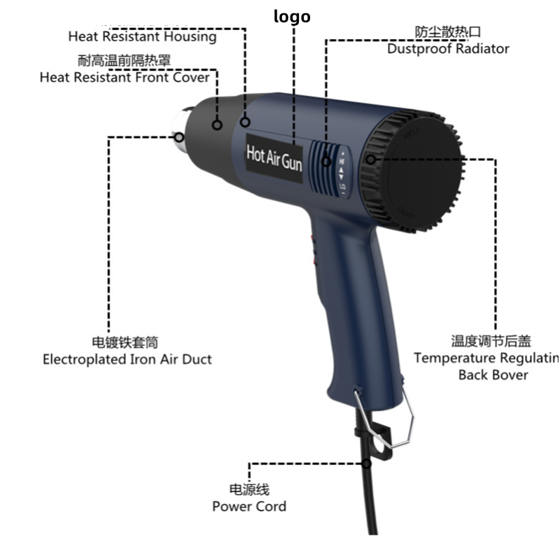 2000W hot air gun blow welding tool heat shrink film 2 grade temperature control plastic welding 110V/220V