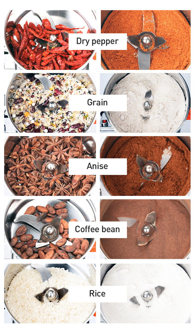 Electric dry food spice grinder grinding machine for home