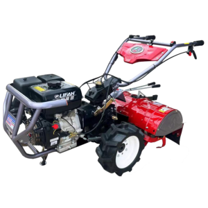 Garden or orchard gasoline engine powered rotary tiller lawn mower