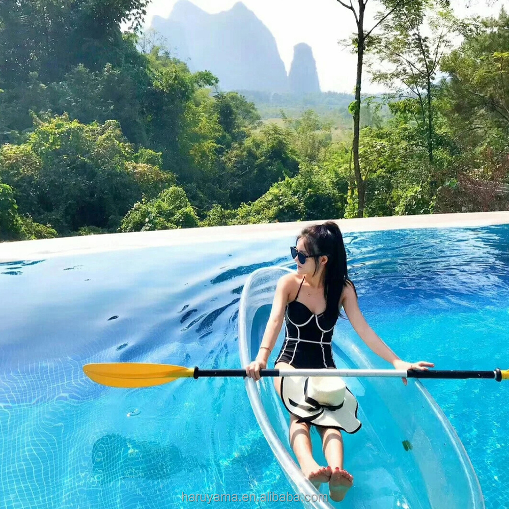 Clear Polycarbonate Transparent Kayak/ Canoe With Paddle Crystal Rowing Glass Boat See Bottom Polycarbonate Kayak