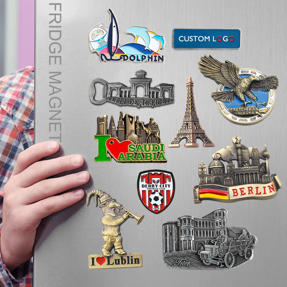 Manufacturer Metal Zinc Alloy Die Cut 3D City Tourism Souvenir Custom Logo Fridge Magnets Countries Refrigerator Magnet