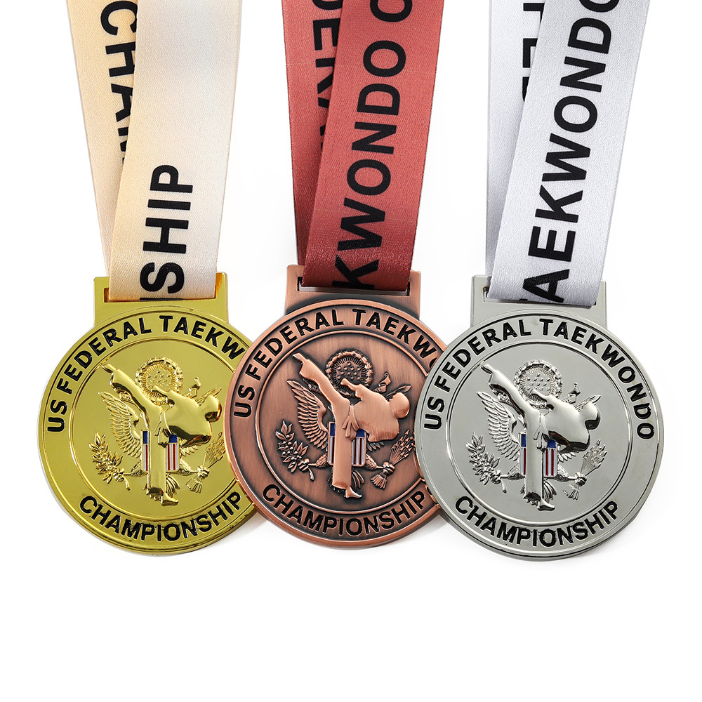 Design Your Own Metal Award Competition Kick Boxing Medal Kickboxing Jiujitsu Medals With Ribbon Custom