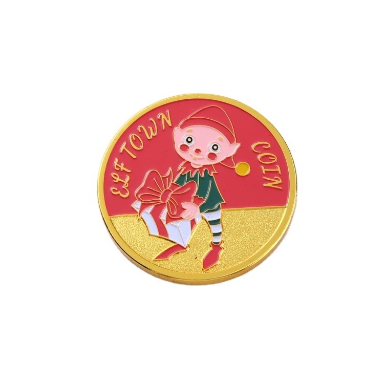 hot Holiday gifts high quality gold metal soft enamel Christmas Santa Claus souvenir soft enamel coins