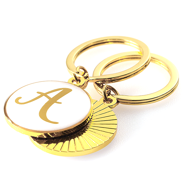 Design good quality custom front epoxy resin back 3D effect gold plated logo metal key chain